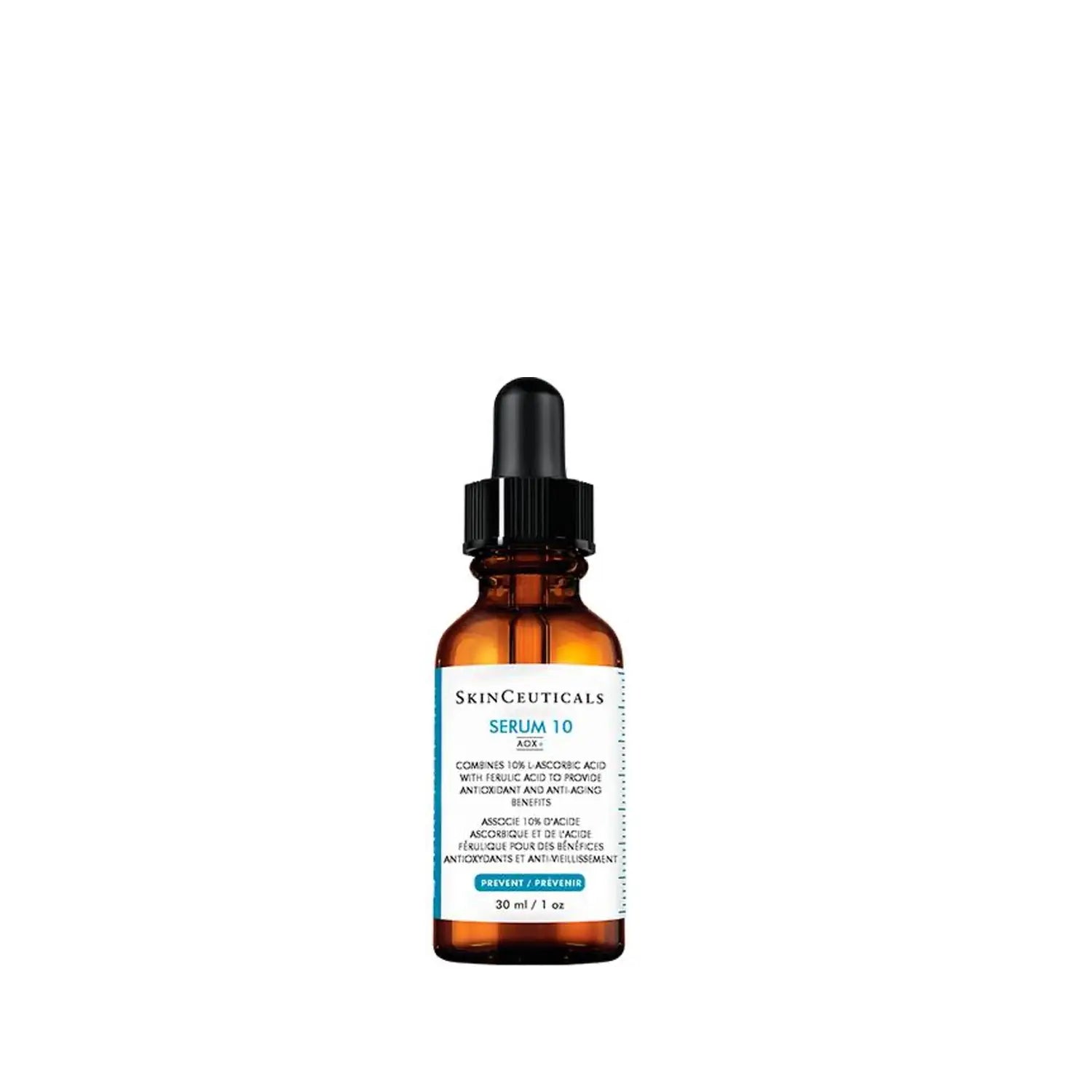 SkinCeuticals - Sérum 10 AOX+. Associe 10% d'acide ascorbique et de l'acide férulique pour des bénéfices antioxydants et antivieillissement. 